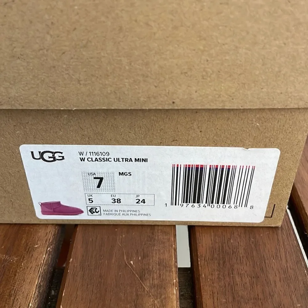 UGG Classic Ultra Mini Booties Mangosteen USA Women Size 7/UK 5/EU 38
